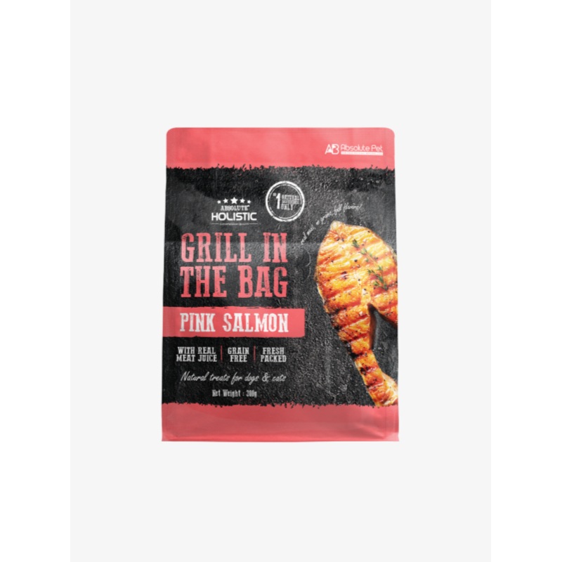 Absolute Holistic Grill In The Bag Natural Dog & Cat Treats  Pink Salmon 300g