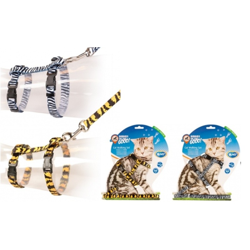 CAT HARNESS-LEAD ZOO|ZEBRA|TIGER