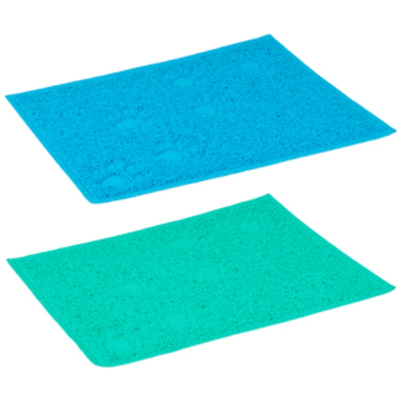 CAT LITTER TRAY MAT RECTAGLE GREEN/ BLUE