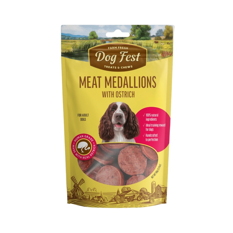 DOGFEST MEDALLIONS WITH OSTRICH