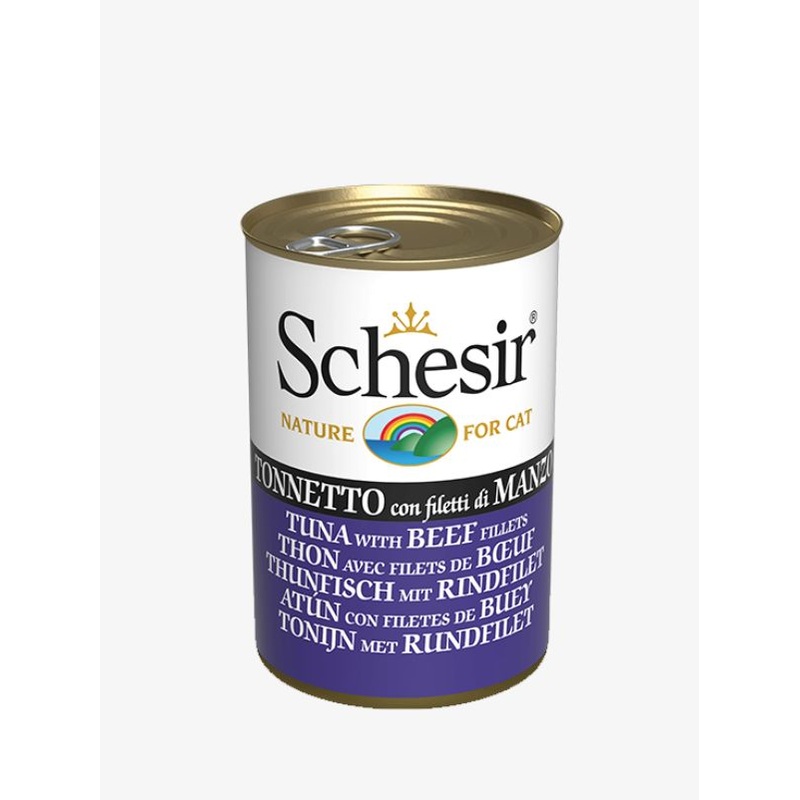 Schesir Complete Nutrition Canned Wet Cat Food  Tuna with Beef in Jelly 140g