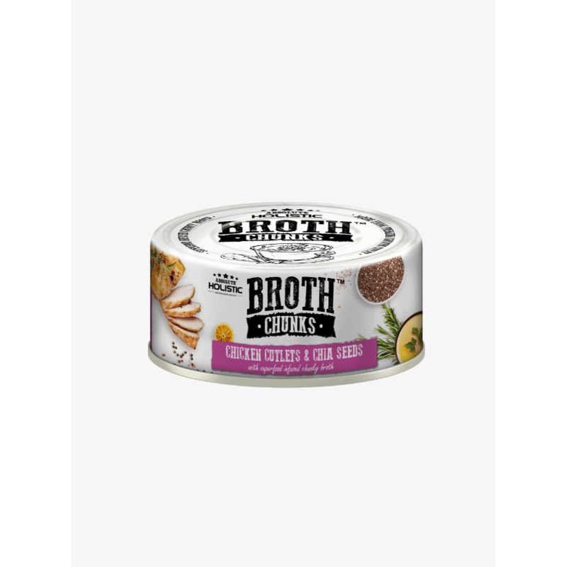 Absolute Holistic Broth Chunks Wet Cat & Dog Food (Chicken Cutlets & Chia Seeds) 80g