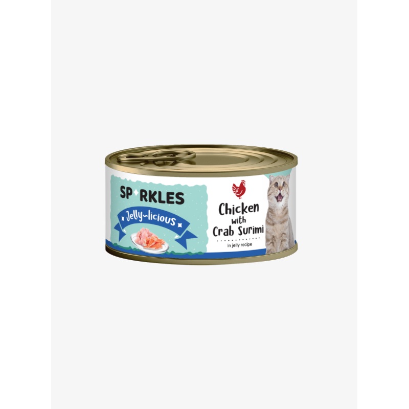 Sparkles Jelly-licious Chicken with Crab Surimi Canned Wet Cat Food 80g