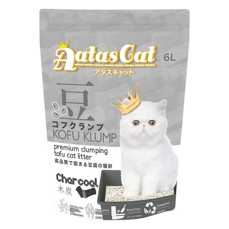 Aatas Cat Premium Clumping Tofu Cat Litter – Kofu Klump Charcoal 6L