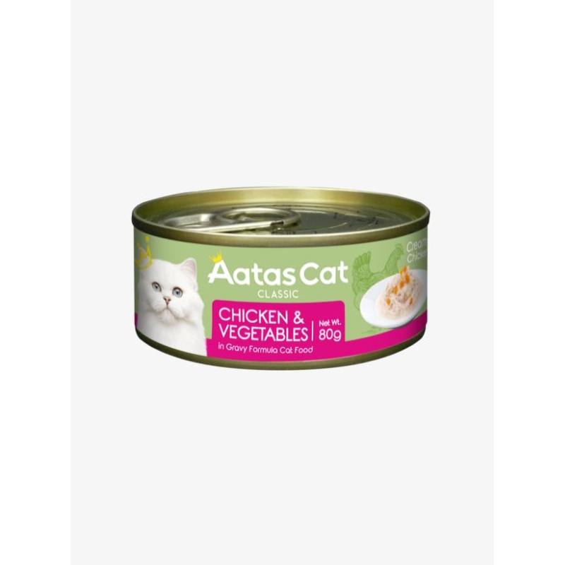 Aatas Cat Creamy Chicken & Vegetables in Gravy Grain-Free Wet Canned Food for Cats 80g