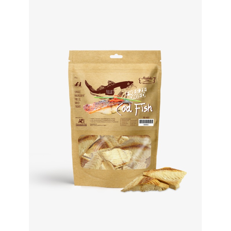 Absolute Bites Freeze Dried Cod Fish Dog and Cat Treats 30g