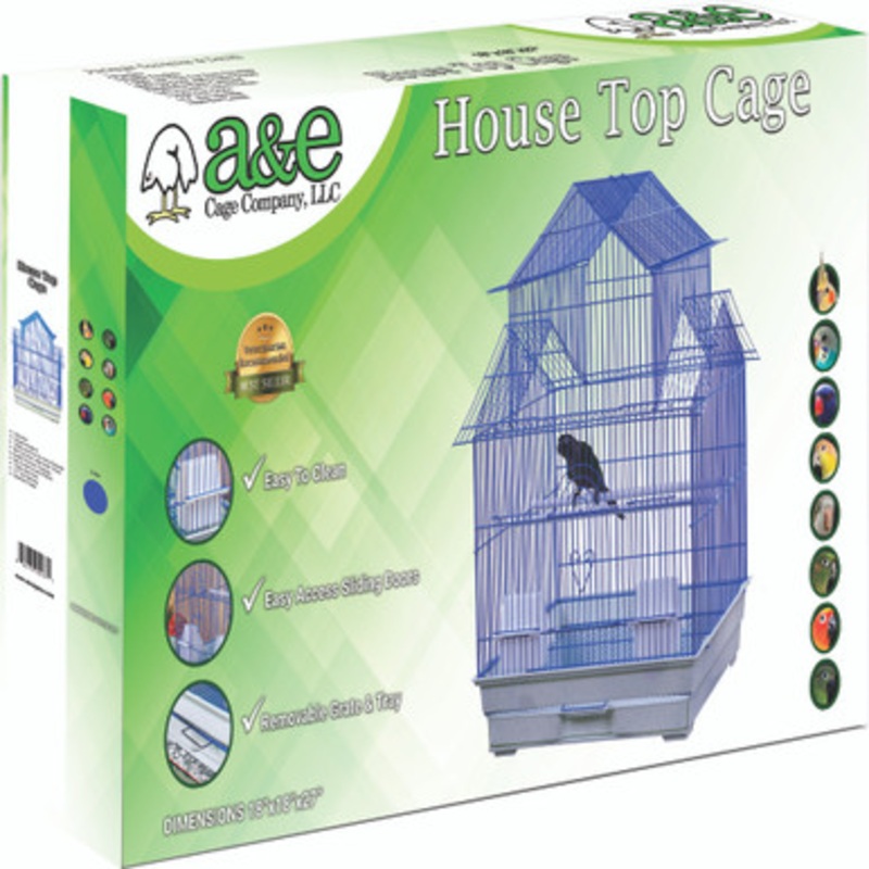 A&E House Top Cage for Bird – Blue – 18 X 18 X 27