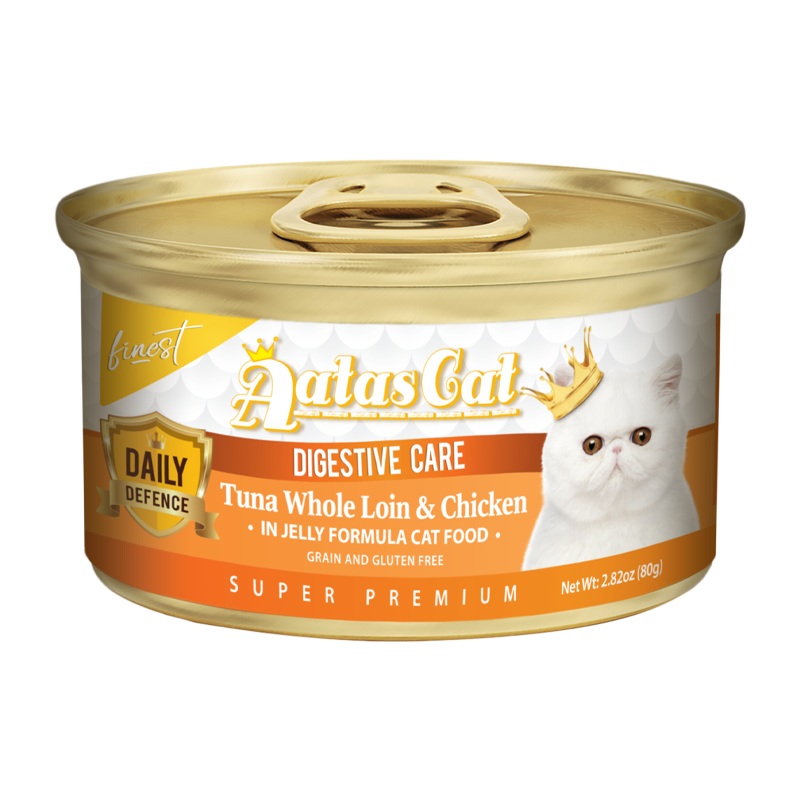 Aatas Cat Finest Daily Defence Digestive Care – Tuna Whole Loin & Chicken in Jelly Formula 80g