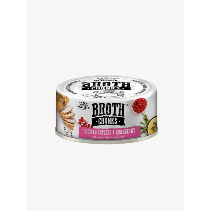 Absolute Holistic Broth Chunks Wet Cat & Dog Food (Chicken Cutlets & Cranberry) 80g