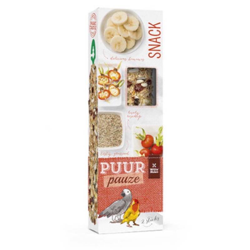 PUUR Twin Pack Banana and Rosehip Parrot Treat Sticks 140g