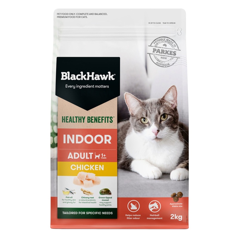 Black Hawk Healthy Benefits Indoor Chicken Cat Dry Food 2kg ^._.^