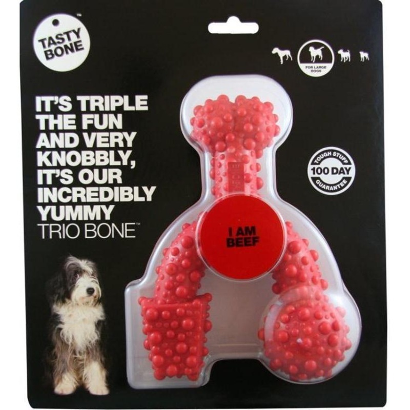 TastyBone Dog Toy Nylon Trio Beef Bone for Large Dogs ^._.^
