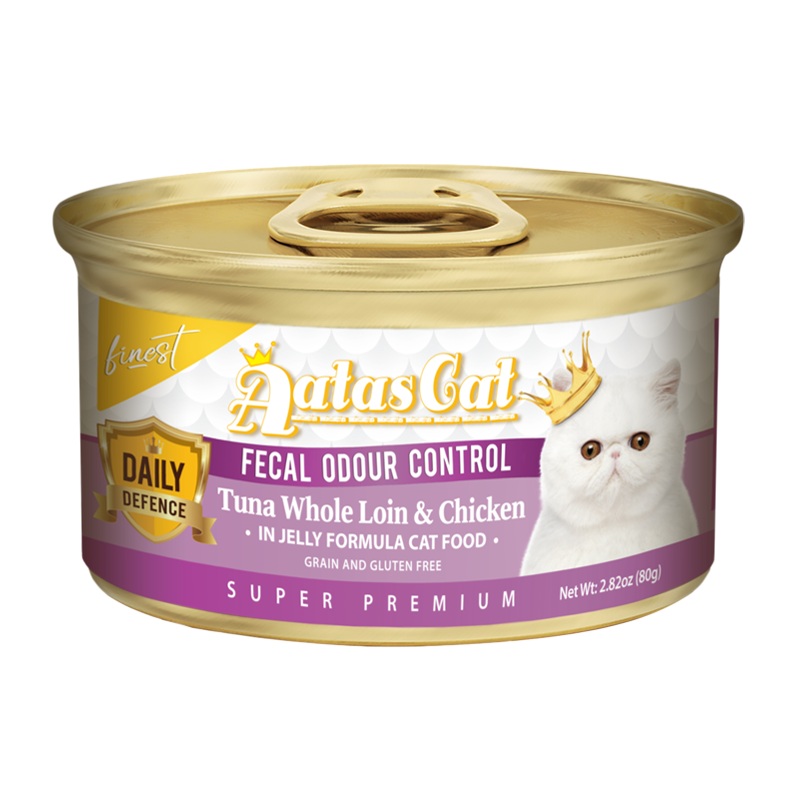 Aatas Cat Finest Daily Defence Fecal Odour Control – Tuna Whole Loin & Chicken in Jelly Formula 80g