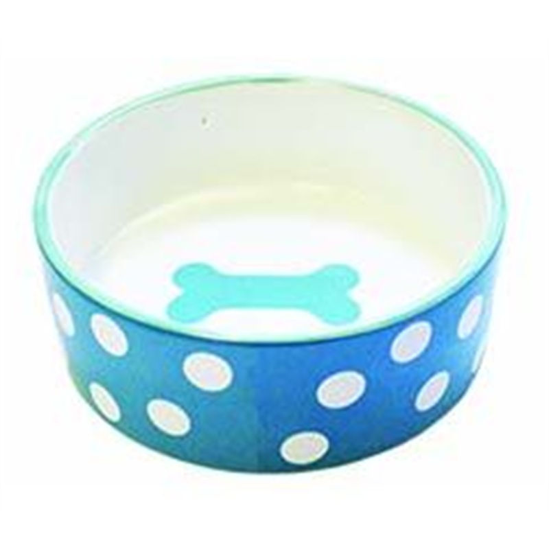 Polka Dot Pet Bowl Blue – Lge