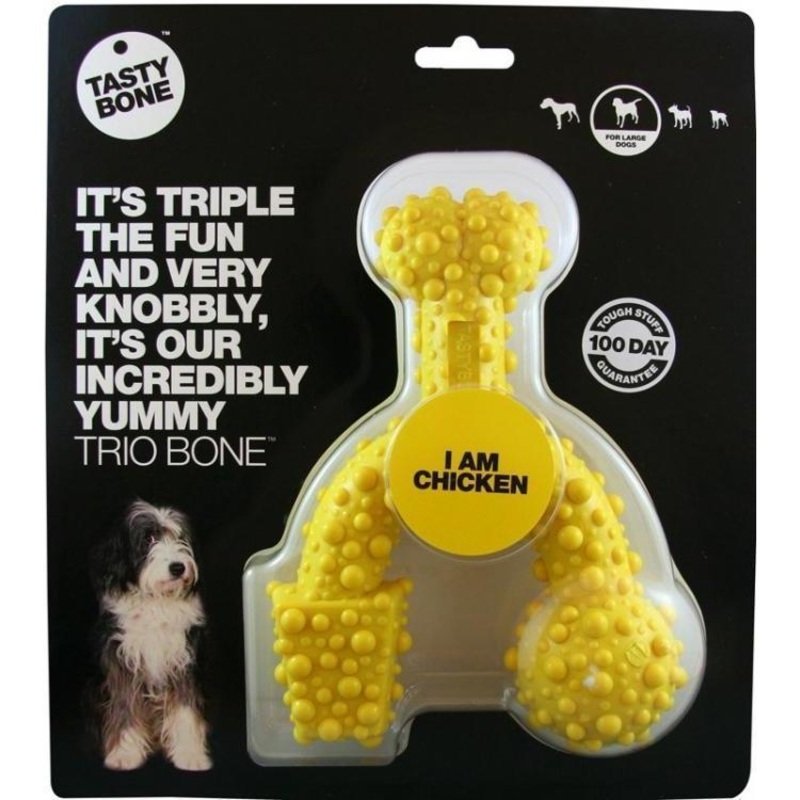 TastyBone Dog Toy Nylon Trio Chicken Bone for Large Dogs ^._.^