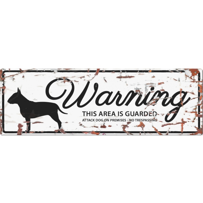 WARNING SIGN BULL TERRIER WHITE