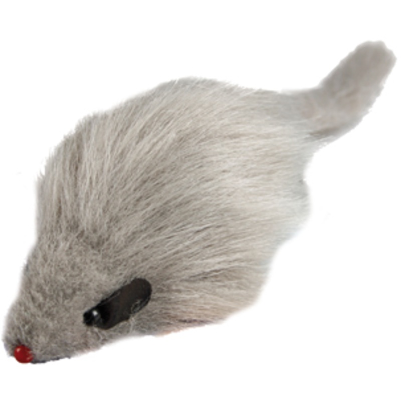 CAT TOY LONG HAIR MOUSE GREY|23x6cm
