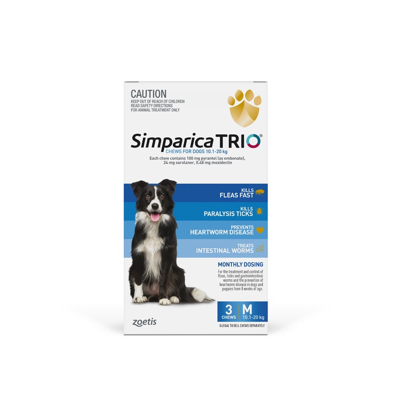Simparica Trio Medium Dog 10.1-20kg