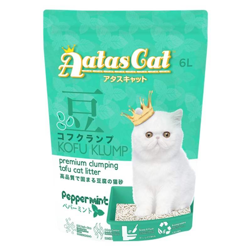Aatas Cat Premium Clumping Tofu Cat Litter – Kofu Klump Peppermint 6L