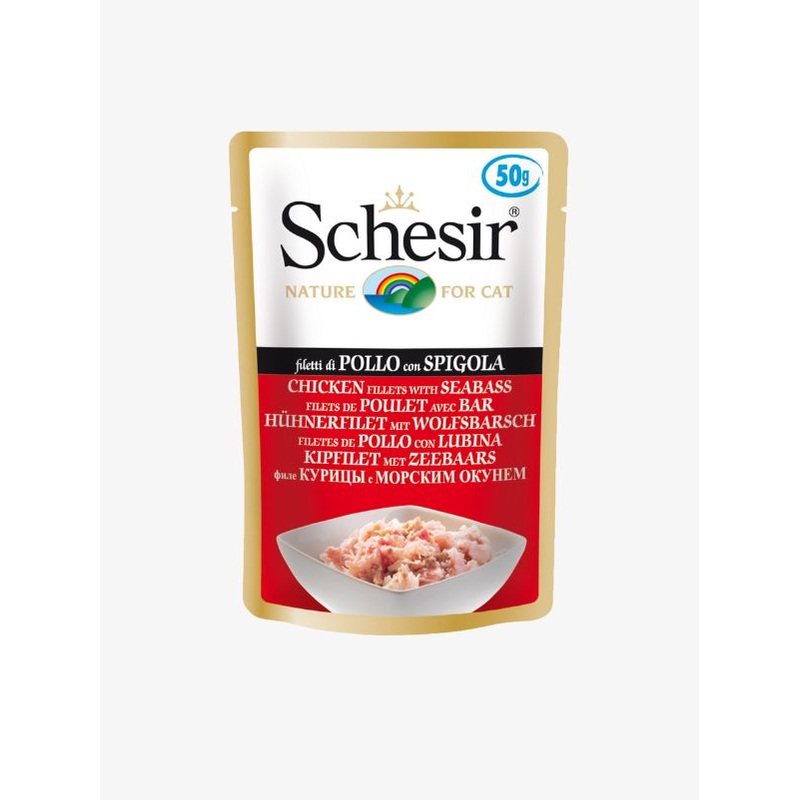 Schesir Cat Food Pouch  Chicken Fillets with Seabass 50g
