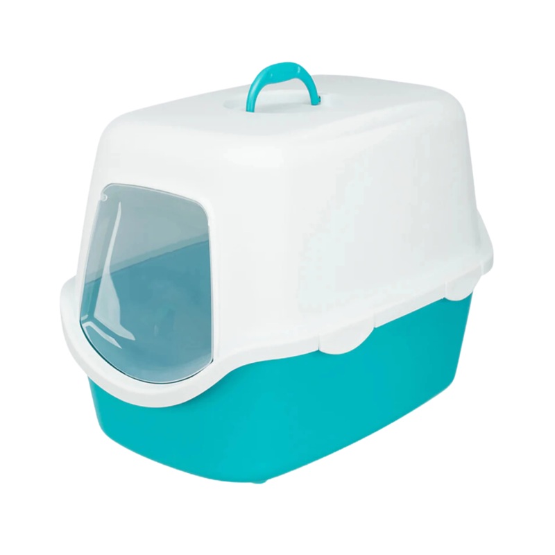 VICO CAT LITTER TRAY WITH DOME TURQUOISE & WHITE
