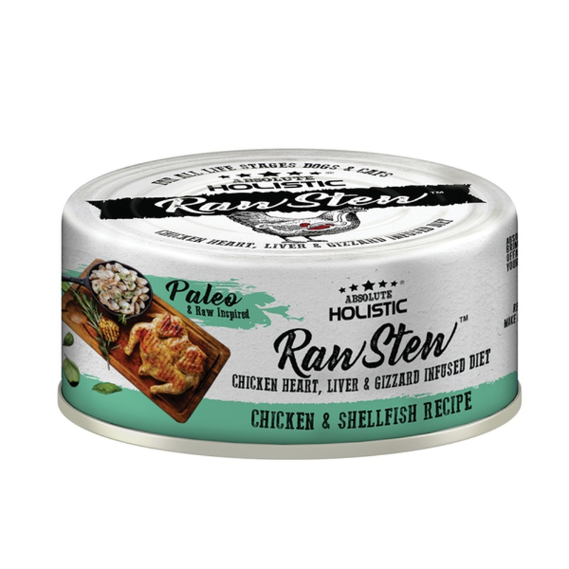 Absolute Holistic Dog & Cat Raw Stew Chicken Organs – Chicken & Shellfish 80g