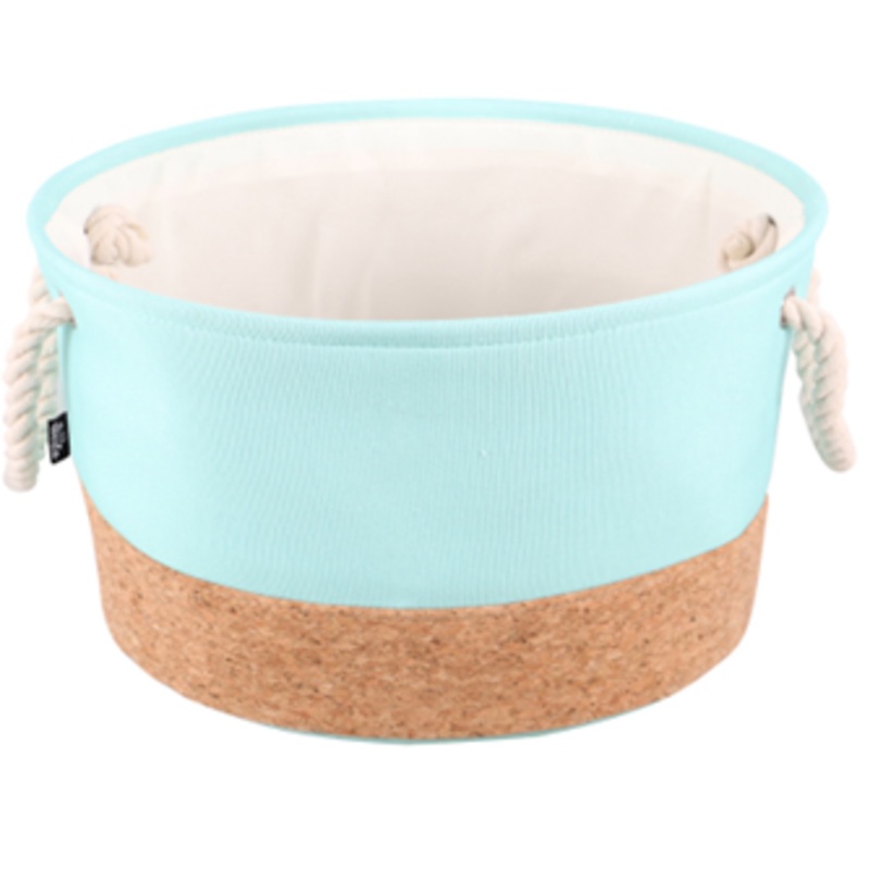 GUAVA CORC & POLY BASKET ROUND GREEN