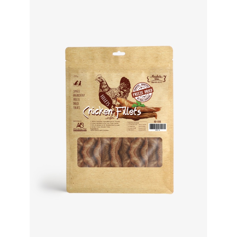 Absolute Bites Freeze Dried Chicken Fillet Dog and Cat Treats 200g