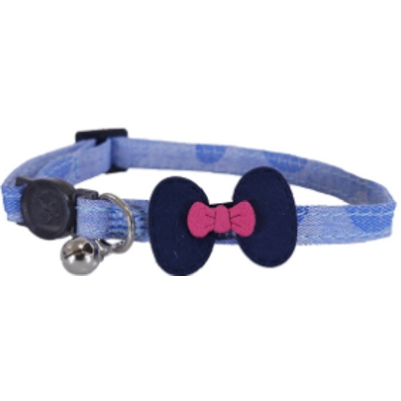 DESIGNER DENIM NAVY BOW CAT COLLAR