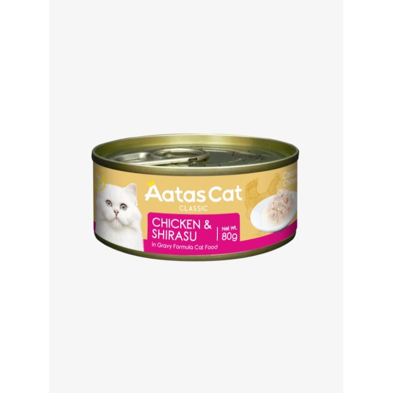 Aatas Cat Creamy Chicken & Shirasu in Gravy Grain-Free Wet Canned Food for Cats 80g