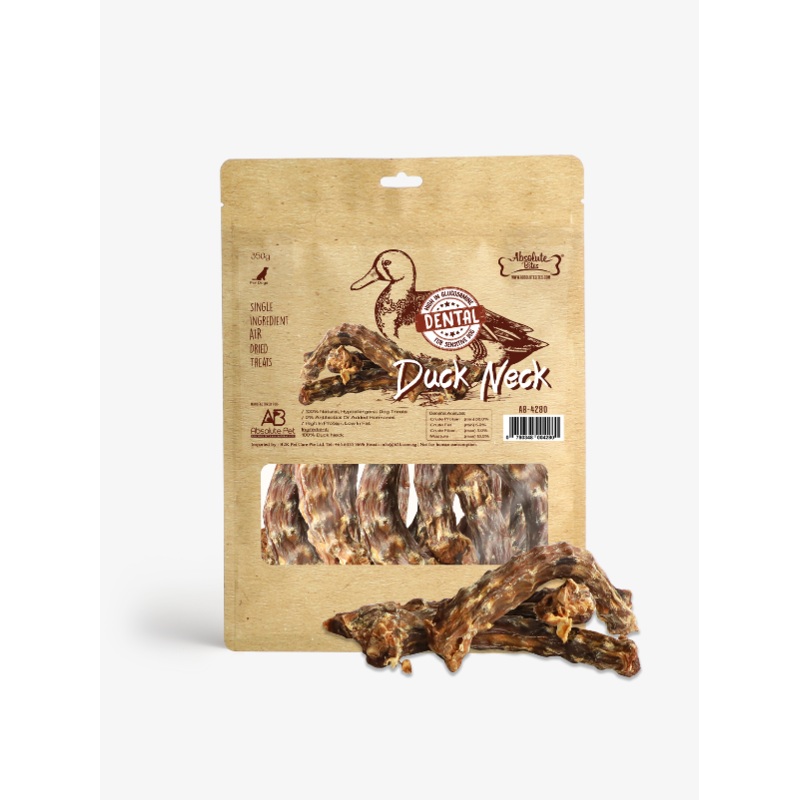 Absolute Bites Single Ingredient Air Dried Treats for Dogs  Duck Necks (400g)
