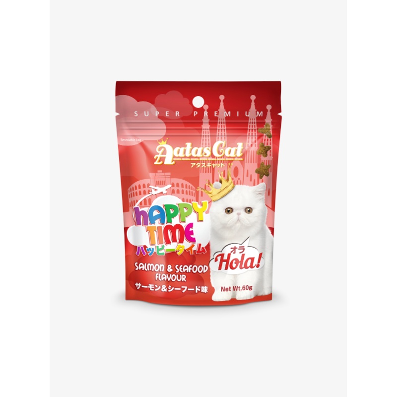 Aatas Cat Happy Time Hola Salmon & Seafood Flavour Cat Treats 60g