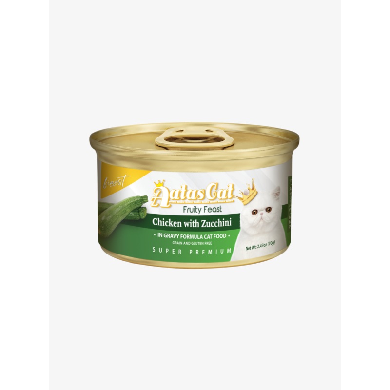 Aatas Cat Finest Fruity Feast Cat Wet Canned Food Chicken with Zucchini in Gravy 70g