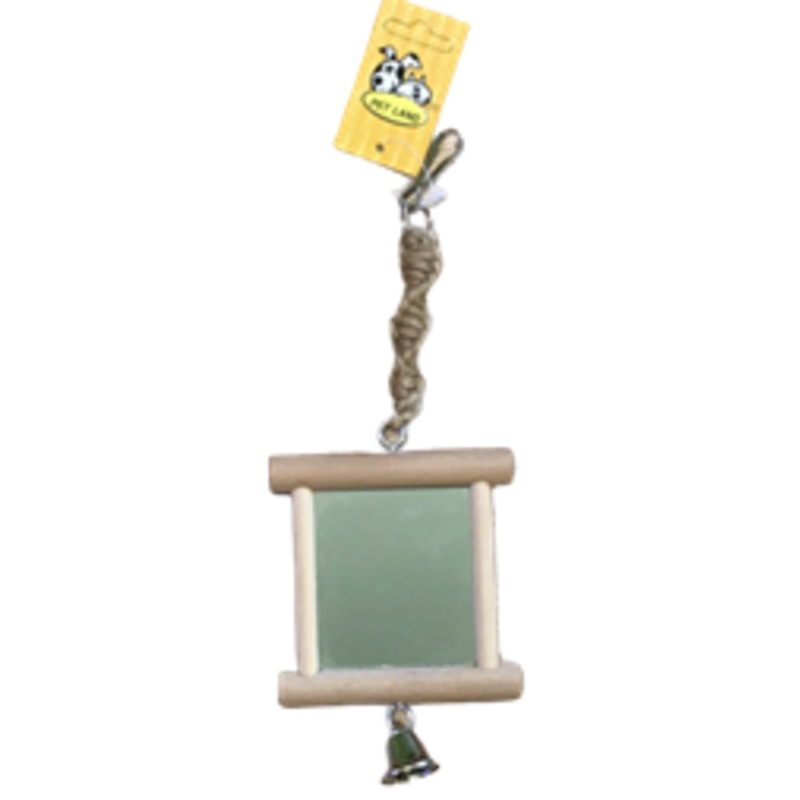 WOODEN BIRD TOY MIRROR|10x25x1.5cm