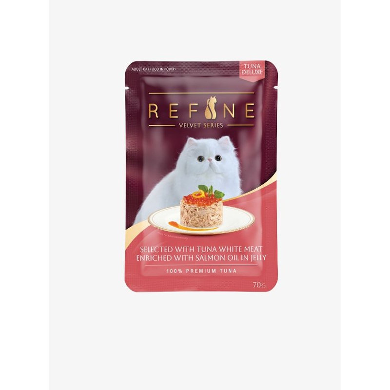SmartHeart Refine Pouch Adult Cat Food  Tuna Whitemeat Enriched with Salmon oil in Jelly 70g