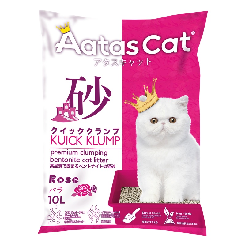 Aatas Cat Premium Clumping Bentonite Cat Litter – Kuick Klump Rose 10L