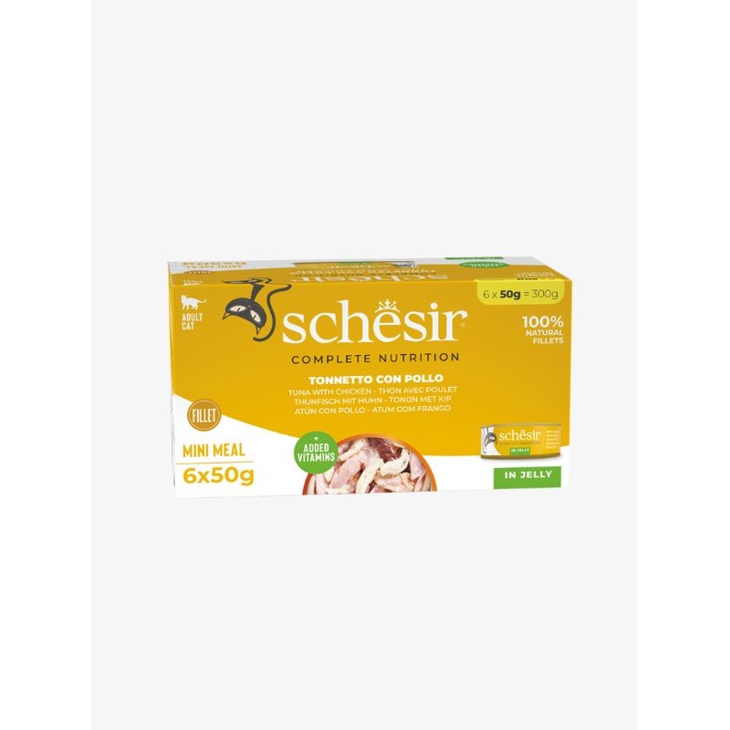 Schesir Complete Nutrition Canned Wet Cat Food  Tuna with Chicken in Jelly 6 x 50g