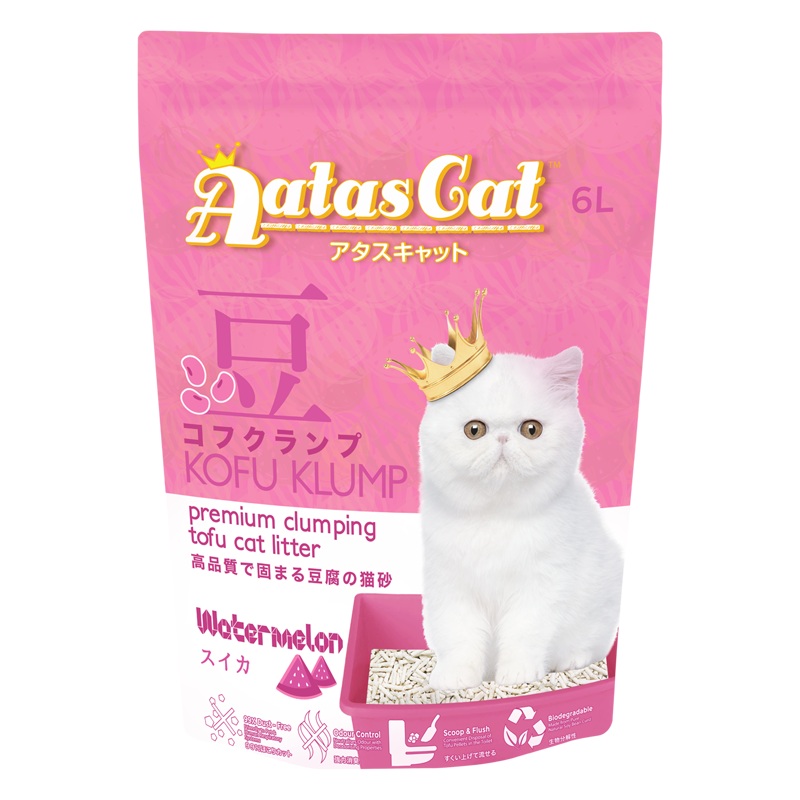 Aatas Cat Premium Clumping Tofu Cat Litter – Kofu Klump Watermelon 6L