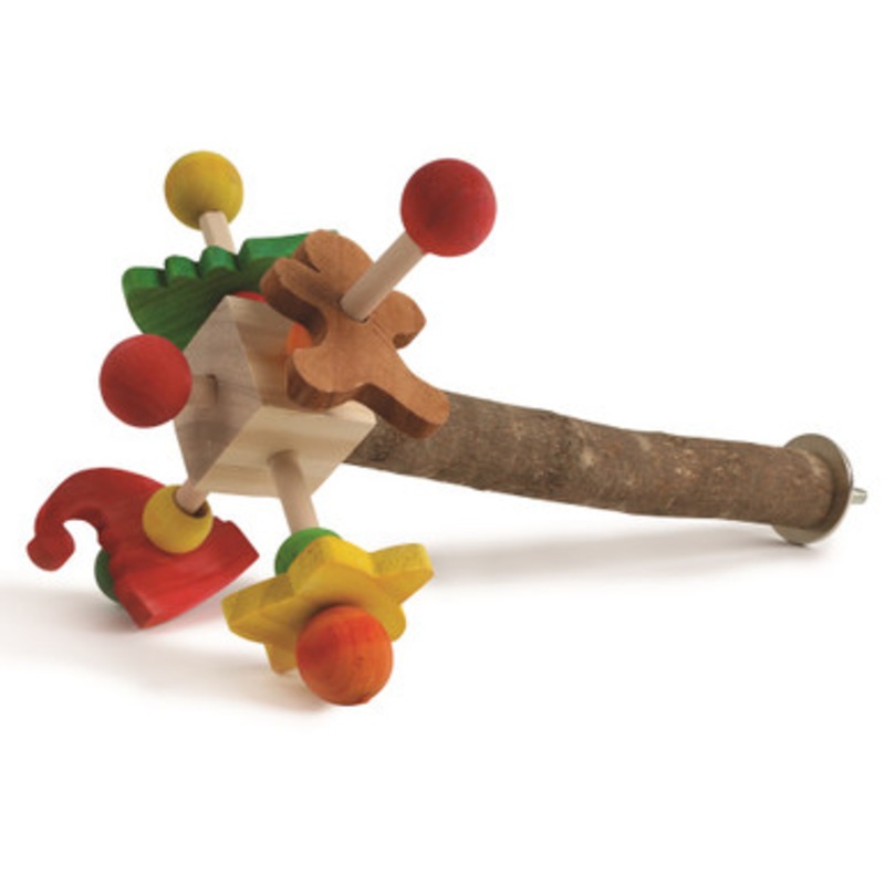 Festive Wooden Twirler Perch Parrot Toy