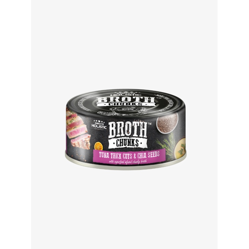 Absolute Holistic Broth Chunks Wet Cat & Dog Food (Tuna Thick Cuts & Chia Seeds) 80g