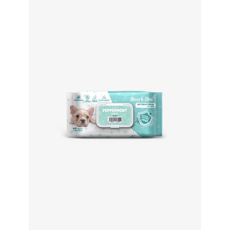 Absorb Plus Anti Bacterial Pet Wipes (Peppermint) 80pcs