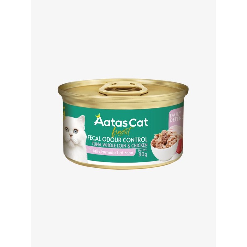 Aatas Cat Finest Daily Defence Fecal Odour Control Tuna Whole Loin & Chicken in Jelly Formula 80g