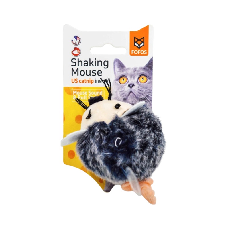 FOFOS PULL STRING & SOUND CHIP MOUSE GREY