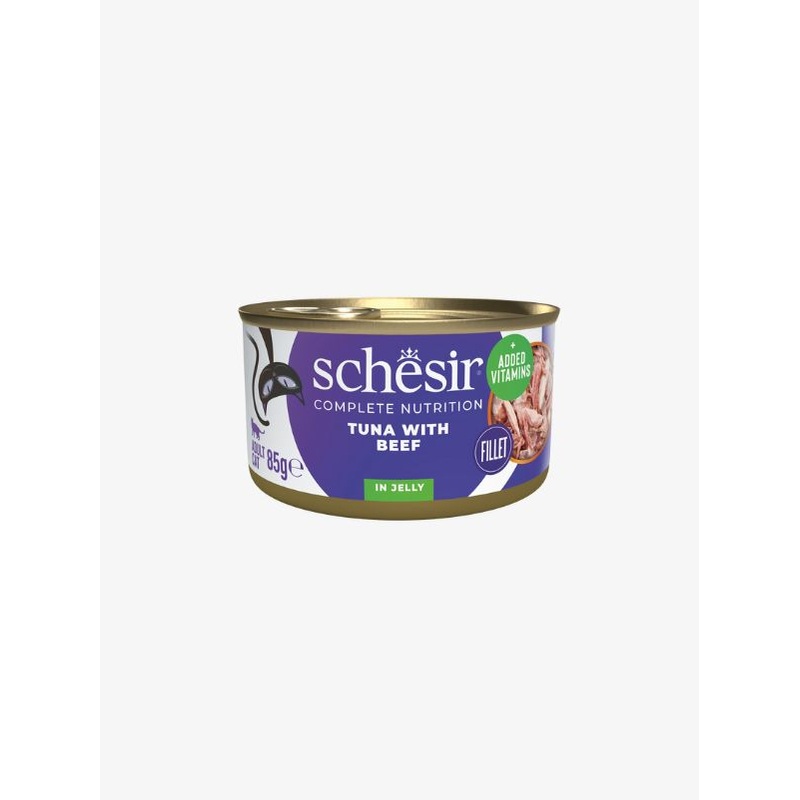 Schesir Complete Nutrition Canned Wet Cat Food  Tuna with Beef in Jelly 85g