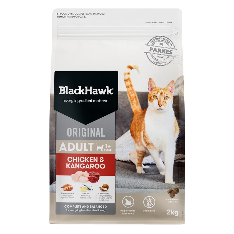 Black Hawk Grain Free Chicken and Kangaroo Cat Dry Food 2kg ^._.^