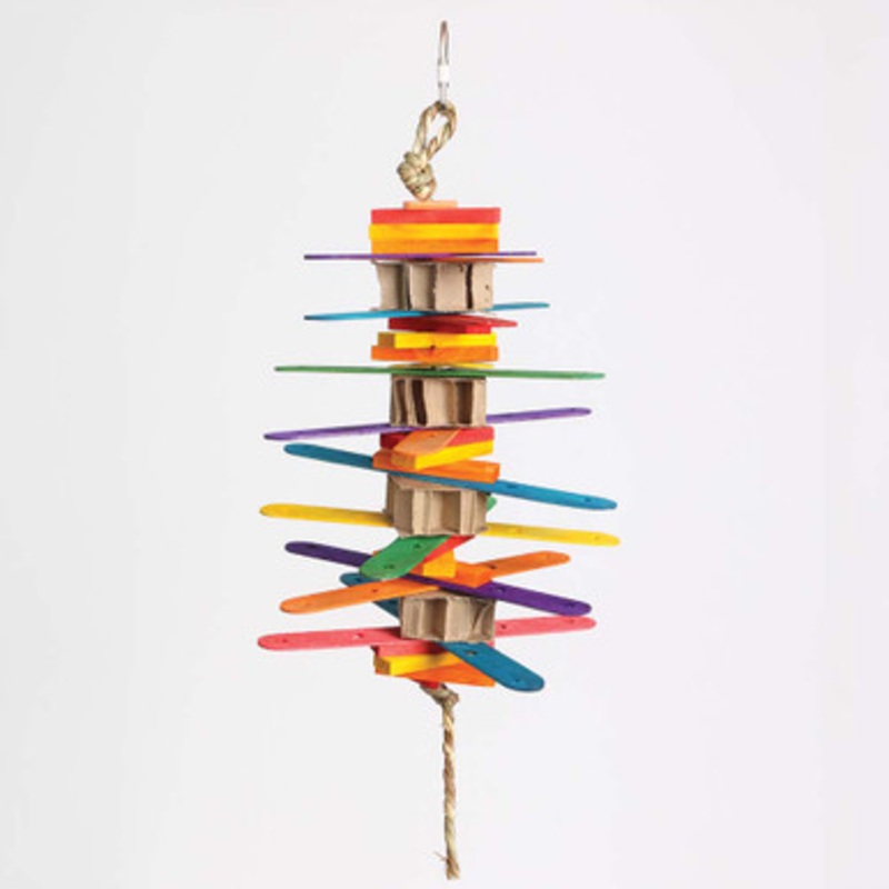 Coloured Bamboo Sticks Stacker Parrot Toy Medium