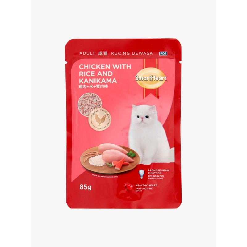 Smartheart Pouch Adult Cat Food  Chicken & Rice with Kanikama 85g