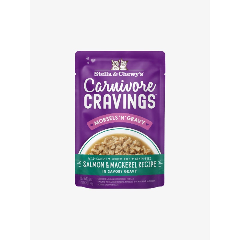 Stella & Chewys Carnivore Cravings Morsels N Gravy Pouch Salmon & Mackerel Cat 2.8oz