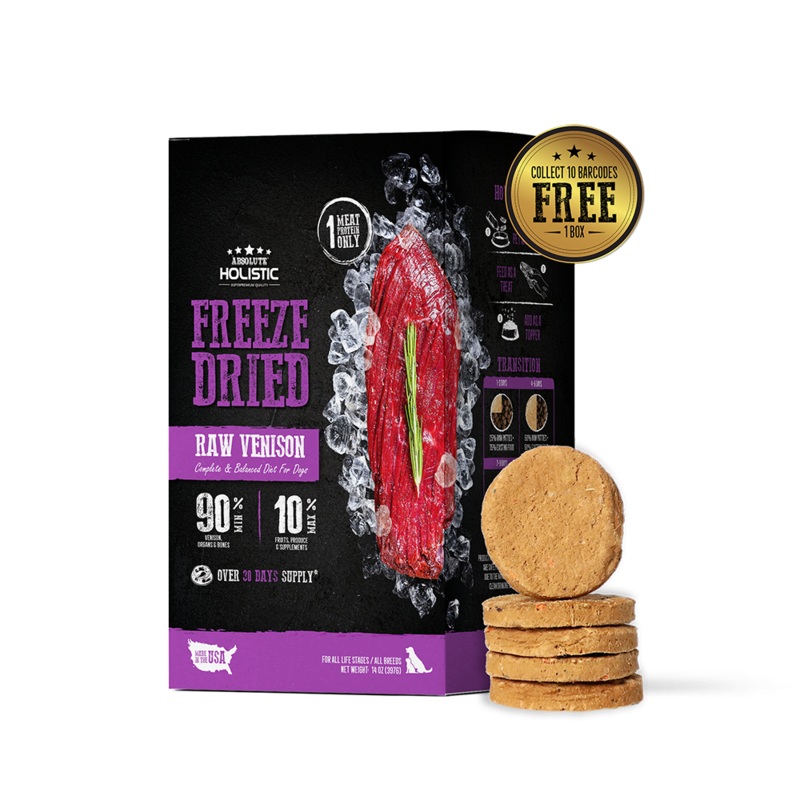Absolute Holistic Dog Freeze Dried Raw Patties Venison 14oz
