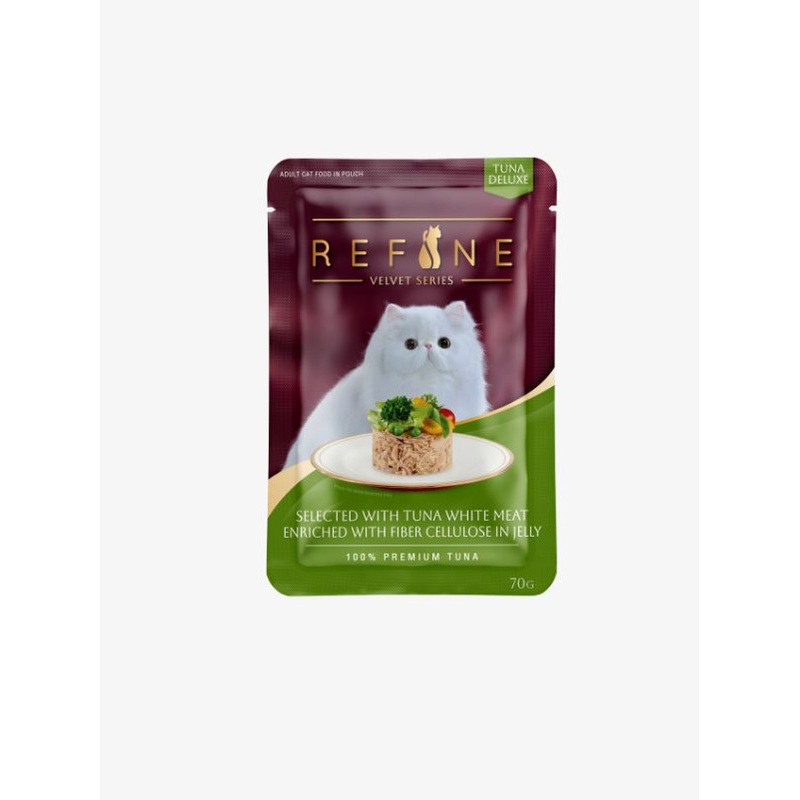 SmartHeart Refine Pouch Adult Cat Food  Tuna Whitemeat Enriched with Fiber Cellulose in Jelly 70g